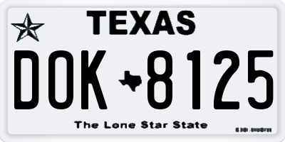 TX license plate DOK8125