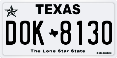TX license plate DOK8130