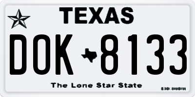 TX license plate DOK8133