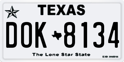 TX license plate DOK8134