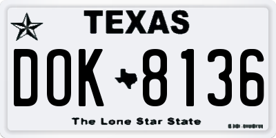 TX license plate DOK8136