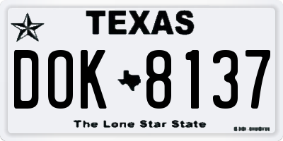 TX license plate DOK8137