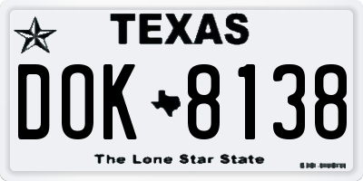 TX license plate DOK8138