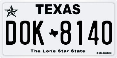 TX license plate DOK8140