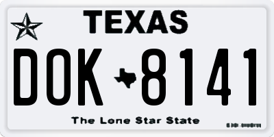 TX license plate DOK8141