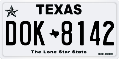 TX license plate DOK8142
