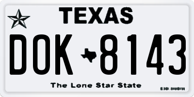 TX license plate DOK8143