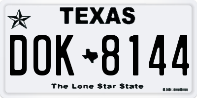 TX license plate DOK8144