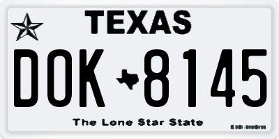 TX license plate DOK8145