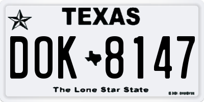 TX license plate DOK8147
