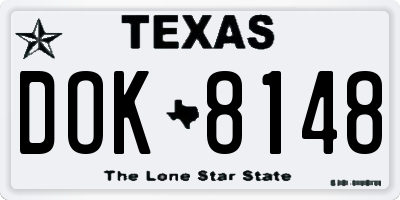 TX license plate DOK8148