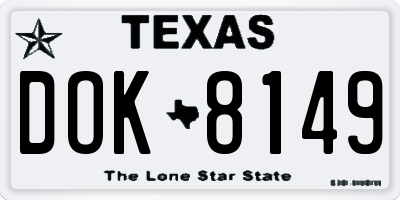 TX license plate DOK8149