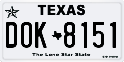 TX license plate DOK8151