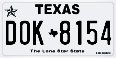 TX license plate DOK8154