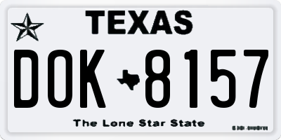 TX license plate DOK8157