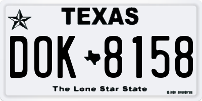 TX license plate DOK8158