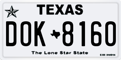 TX license plate DOK8160