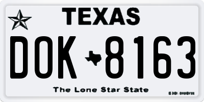TX license plate DOK8163