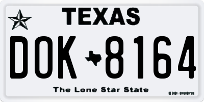 TX license plate DOK8164