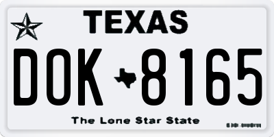 TX license plate DOK8165