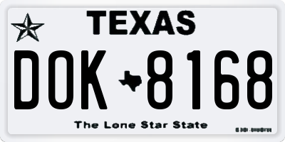 TX license plate DOK8168