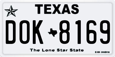TX license plate DOK8169