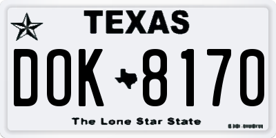 TX license plate DOK8170
