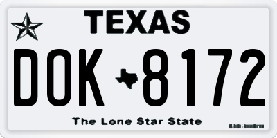 TX license plate DOK8172