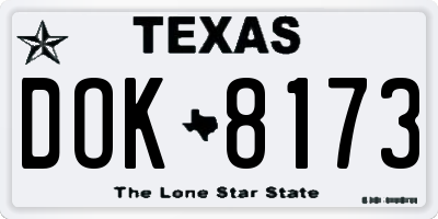 TX license plate DOK8173