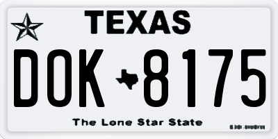 TX license plate DOK8175