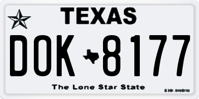 TX license plate DOK8177