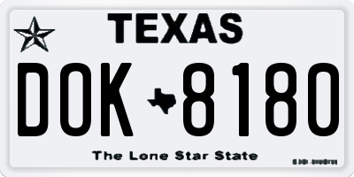 TX license plate DOK8180