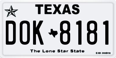 TX license plate DOK8181