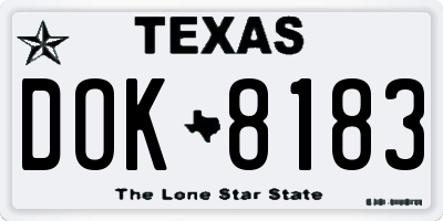 TX license plate DOK8183