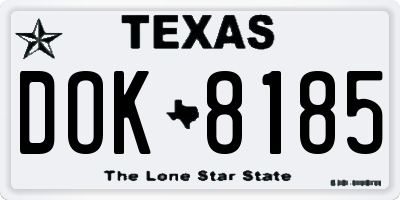 TX license plate DOK8185
