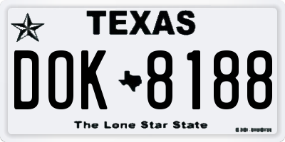 TX license plate DOK8188