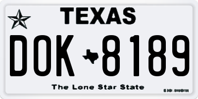 TX license plate DOK8189