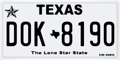 TX license plate DOK8190
