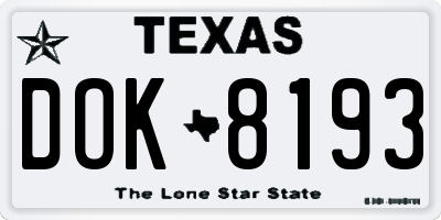 TX license plate DOK8193