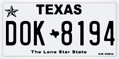 TX license plate DOK8194