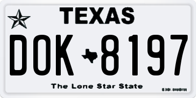 TX license plate DOK8197