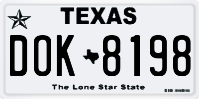 TX license plate DOK8198