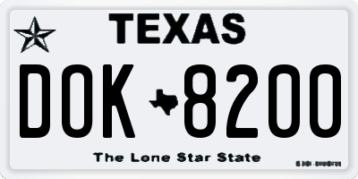 TX license plate DOK8200