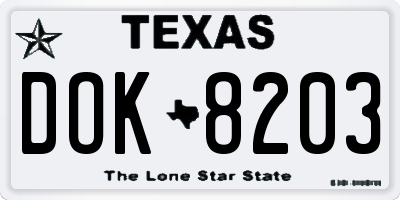 TX license plate DOK8203