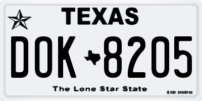 TX license plate DOK8205
