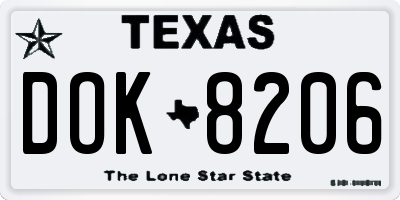 TX license plate DOK8206