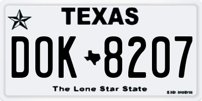 TX license plate DOK8207