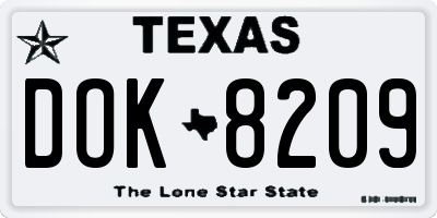 TX license plate DOK8209