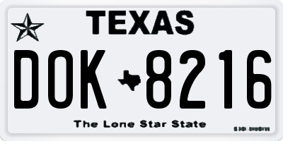TX license plate DOK8216