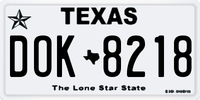 TX license plate DOK8218